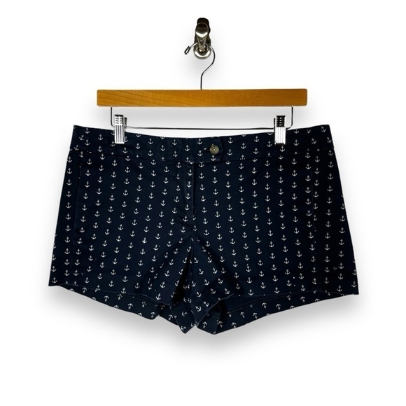4 for $20 SALE! J Crew Factory City Fit Chino Shorts, Navy w/White Anchors, 10 - Picture 1 of 7